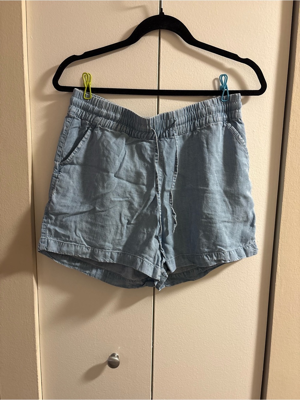 Workshop Republic Clothing Light Blue High Waist Drawstring Shorts